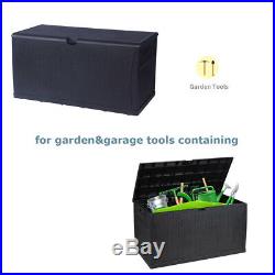 120 Gallon Patio Storage Deck Box -Garage Shed Tool Container Bench Rattan Style