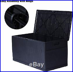 120 Gallon Patio Storage Deck Box -Garage Shed Tool Container Bench Rattan Style