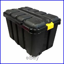 145l Heavy Duty Black Plastic Diy Trunk Storage Tool Box Complete With V Groove