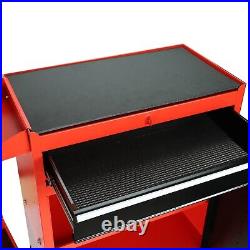 2 In 1 Iron Rolling Chest Cabinet Storage Tool box Cart 5 Drawers& Rubber Wheel