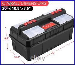 2-Layer Lockable Tool Box Plastic Portable Storage Folding Toolbox Tray Divider