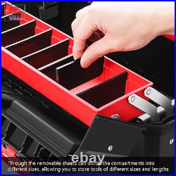 2-Layer Lockable Tool Box Plastic Portable Storage Folding Toolbox Tray Divider