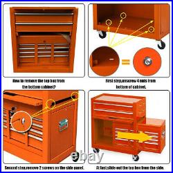 2 in 1 Rolling Cabinet Tool Chest Cabinet Steel Storage Box with8 Drawers & Wheels