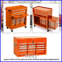 2 in 1 Rolling Cabinet Tool Chest Cabinet Steel Storage Box with8 Drawers & Wheels