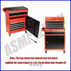 2 in 1 Rolling Tool Box Organizer Tool Chest with 5 Sliding Drawer Durable New