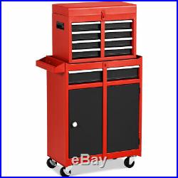 2 in 1 Rolling Tool Box Organizer Tool Chest with 5 Sliding Drawers Durable