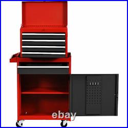 2 in 1 Rolling Tool Box Organizer Tool Chest with 5 Sliding Drawers Durable