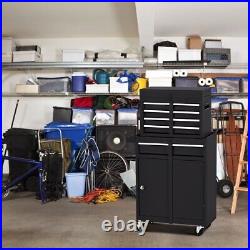 2-in-1 Tool Chest & Cabinet With 5 Sliding Drawers Rolling Garage Organizer Steel