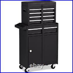 2-in-1 Tool Chest & Cabinet With 5 Sliding Drawers Rolling Garage Organizer Steel