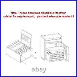 2-in-1 Tool Chest & Cabinet With 5 Sliding Drawers Rolling Garage Organizer Steel