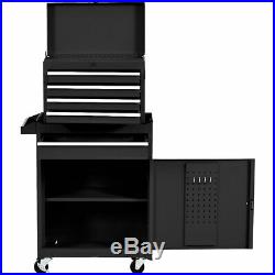 2 in 1 Tool Chest & Cabinet with Sliding Drawers Rolling Garage Organizer Black