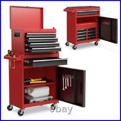 2-in-1 Tool Storage Cabinet Tool Box Rolling Detachable With Lockable Drawers