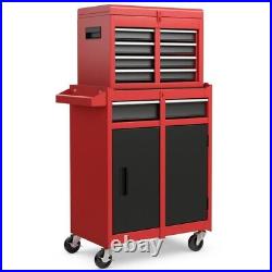 2-in-1 Tool Storage Cabinet Tool Box Rolling Detachable With Lockable Drawers