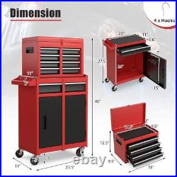 2-in-1 Tool Storage Cabinet Tool Box Rolling Detachable With Lockable Drawers