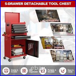 2-in-1 Tool Storage Cabinet Tool Box Rolling Detachable With Lockable Drawers