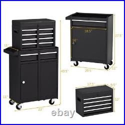 2 in 1 Utility Rolling Tool Organize Cabinet Box Tool Chest Drawer Black