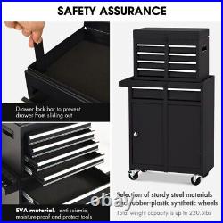 2 in 1 Utility Rolling Tool Organize Cabinet Box Tool Chest Drawer Black