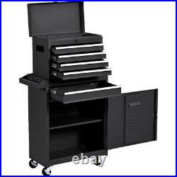 2 in 1 Utility Rolling Tool Organize Cabinet Box Tool Chest Drawer Black