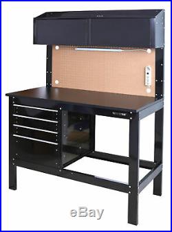 2-in-1 Workbench/Cabinet Combo With Work Light 48 in. Rust Resistant Tool Storage