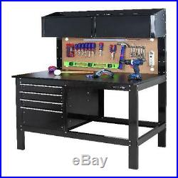 2-in-1 Workbench/Cabinet Combo With Work Light 48 in. Rust Resistant Tool Storage