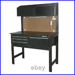 2-in-1 Workbench Cabinet Combo With Work Light 48in Rust Resistant Tool Storage