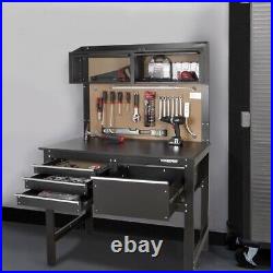 2-in-1 Workbench Cabinet Combo With Work Light 48in Rust Resistant Tool Storage