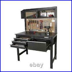 2-in-1 Workbench Cabinet Combo With Work Light 48in Rust Resistant Tool Storage