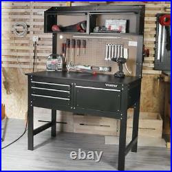 2-in-1 Workbench Cabinet Combo With Work Light 48in Rust Resistant Tool Storage