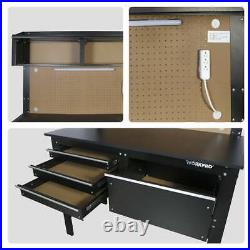 2-in-1 Workbench Cabinet Combo With Work Light 48in Rust Resistant Tool Storage