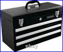 20 Black Heavy Gauge Steel 3 Drawer Tool Box Keyed Lock with Cantilever Tray