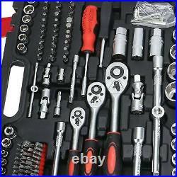 215pcs Professional Ratchet Spanner Socket Set 1/2 1/4 3/8 Tool Kit Toolbox