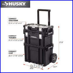 22 in. Husky Portable Rolling Tool Box on Wheels Cart Part Organizer Storage Bin