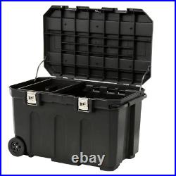 23 In. 50 Gallon Mobile Tool Box Portable Stanley Rolling Chest Black Lid D