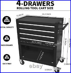 24.4 Tool Box withWheel&4 Drawer, Rolling Tool Cart, Tool Storage Organizer Cabinet
