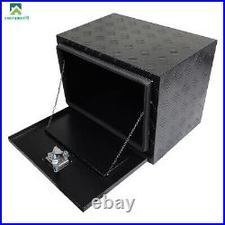 24 In Black Aluminum Diamond Plate Tool Box for Flatbed Trailer Pickup Underbody