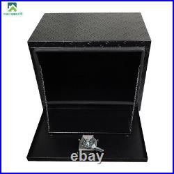24 In Black Aluminum Diamond Plate Tool Box for Flatbed Trailer Pickup Underbody