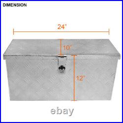 24x10x12 Heavy Duty Aluminum Tool Box Truck Pickup Storage+Handles+Lock+Keys