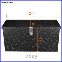 24x10x12 Heavy Duty Black Aluminum Tool Box Truck Storage+Handles+Lock+Keys