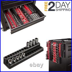 26 Pcs Metric Magnetic Socket Holder Organizer Tool Box Storage Saver Rack Tray