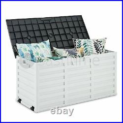 260L Outdoor Garden Storage Plastic Box Chest Tools Cushions Toys Lockable Seat