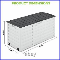 260L Outdoor Garden Storage Plastic Box Chest Tools Cushions Toys Lockable Seat