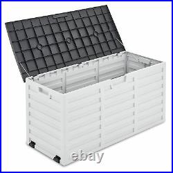 260L Outdoor Garden Storage Plastic Box Chest Tools Cushions Toys Lockable Seat