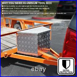 28/15 Heavy Duty Black Aluminum Tool Box Truck Pickup Storage withLock+Keys
