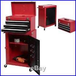 2pc Mini Tool Chest & Cabinet Storage Box Rolling Garage Toolbox Organizer