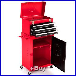 2pc Mini Tool Chest & Cabinet Storage Box Rolling Garage Toolbox Organizer New