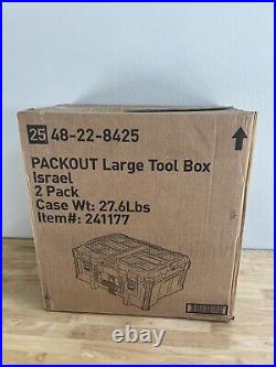 2x Milwaukee Tool 48-22-8425 Packout Large Tool Box, Polymer, Black/Red, 22 In W