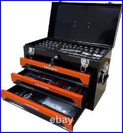 3 Drawer Heavy Duty Metal Box with Household Tool Kit, 439-Piece Mechanics Tool Set