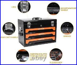 3 Drawer Heavy Duty Metal Box with Household Tool Kit, 439-Piece Mechanics Tool Set