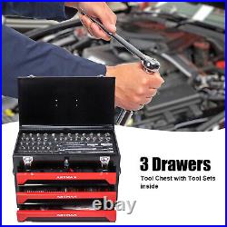 3 Drawer Metal Tool Box Tool Chest 439 Pcs Mechanics Tool Set with Tool Set