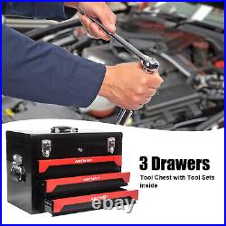 3 Drawer Metal Tool Box Tool Chest 439 Pcs Mechanics Tool Set with Tool Set